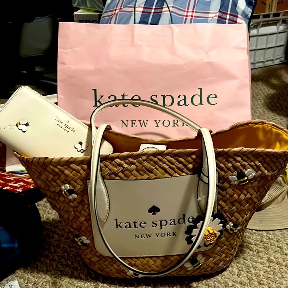 🙀Just Reduced!♠️Kate Spade New Bumble Bee Collection Matching Tote and Wallet🐝